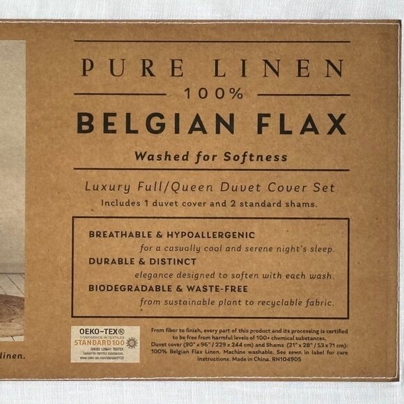 NEW Pure Linen 100% Belgian Flax Linen Full/ Queen Duvet Cover Set - Pure White - Picture 3 of 7